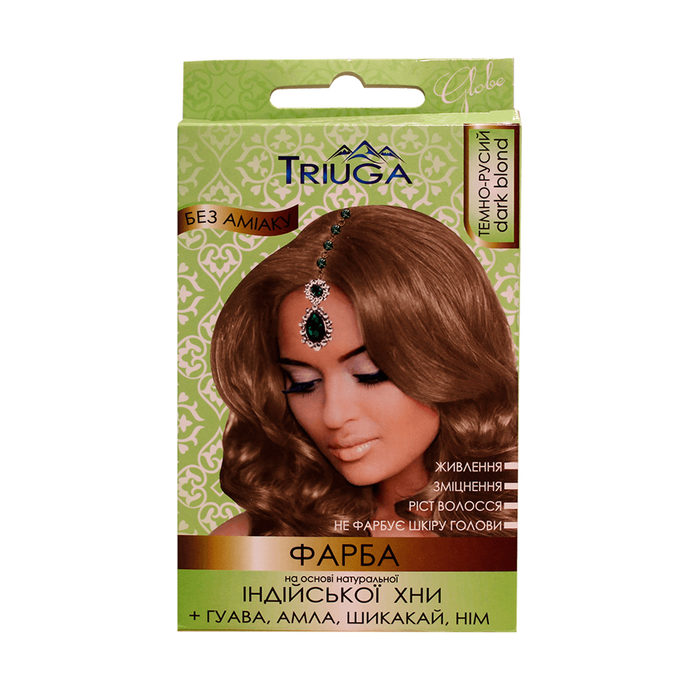 Безаміачна фарба для волосся Triuga Herbal на основі натуральної індійської хни, Темно-русий, 25 г